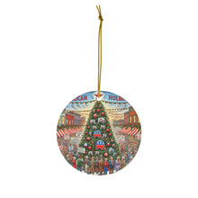 DistinctInk Hanging Ceramic Christmas Tree Ornament Charm with Gold String - Great Gift/Present - 2 3/4 inch Diameter - Republican Holiday Spirit