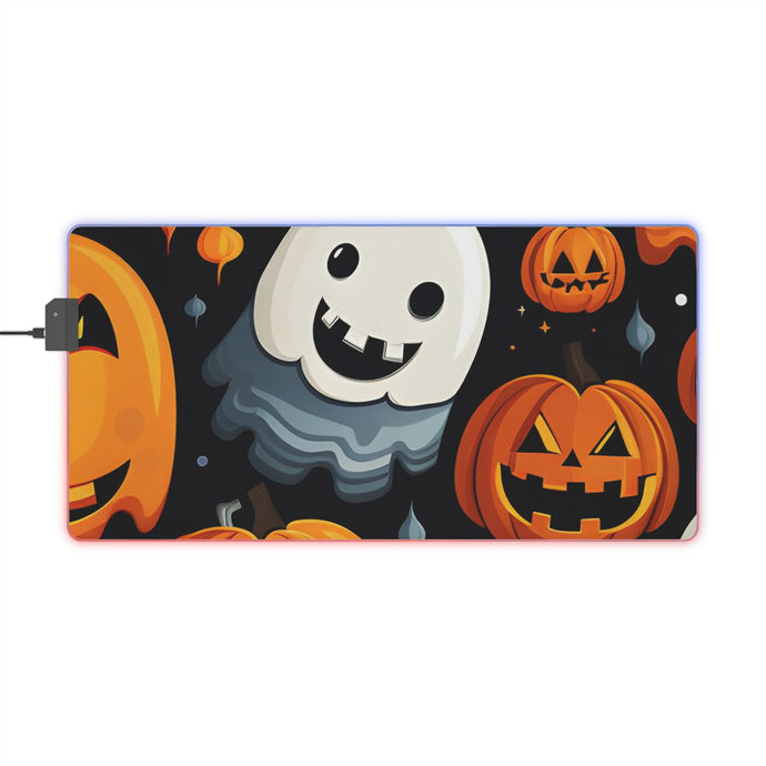 DistinctInk LED Gaming Mouse Pad with Spooky Halloween Night Design for Halloween