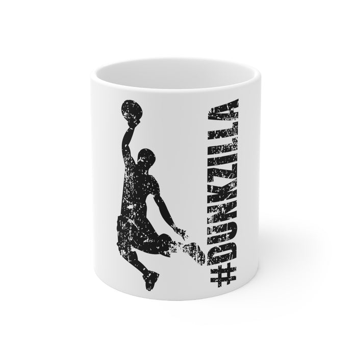 DistinctInk Glossy White Coffee / Tea Mug - #Dunkzilla Dunk Basketball