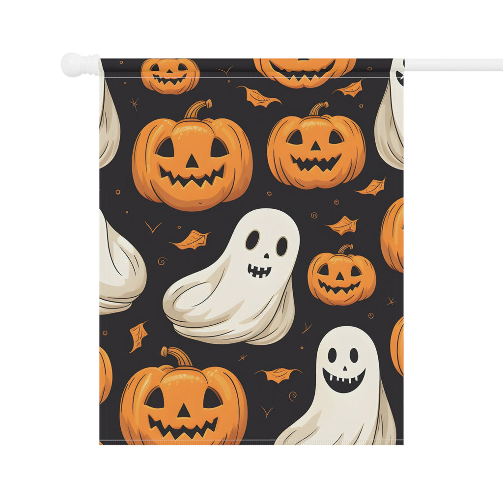 Garden & House Banner / Flag with Ghastly Skeleton Pumpkin Party Design for Halloween, view 7