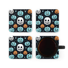 DistinctInk (Set of 4) Corkwood Coasters with Skele-Ghostly Pumpkin PatchDesign for Halloween