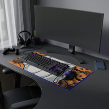 DistinctInk LED Gaming Mouse Pad with Skeletal Ghostly Pumpkin Patch Design for Halloween
