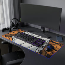 DistinctInk LED Gaming Mouse Pad with Skeletal Ghostly Pumpkin Patch Design for Halloween