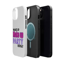 DistinctInk ToughCase for Apple iPhone, Compatible with MagSafe Charging - Wake Up Make Up Party Repeat