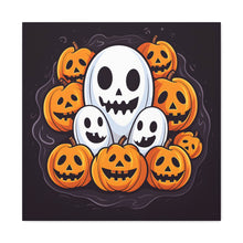 DistinctInk Canvas Wall Art with Skele-Pumpkin Ghost Pattern for Halloween