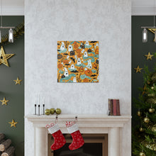 DistinctInk Canvas Wall Art with Flying Pumpkin Bats for Halloween