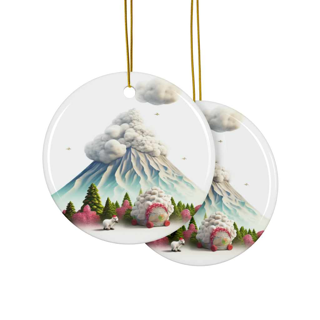 Hanging Ceramic Christmas Tree Ornament with Gold String - Cirnechi dell’Etna Design, view 2