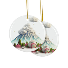 DistinctInk Hanging Ceramic Christmas Tree Ornament with Gold String - Great Gift/Present - 2 3/4 inch Diameter - Cirnechi dell’Etna Design