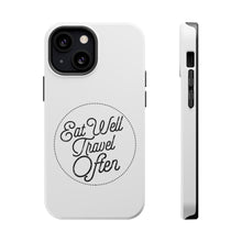 DistinctInk ToughCase for Apple iPhone, Compatible with MagSafe Charging - Eat Well, Travel Often