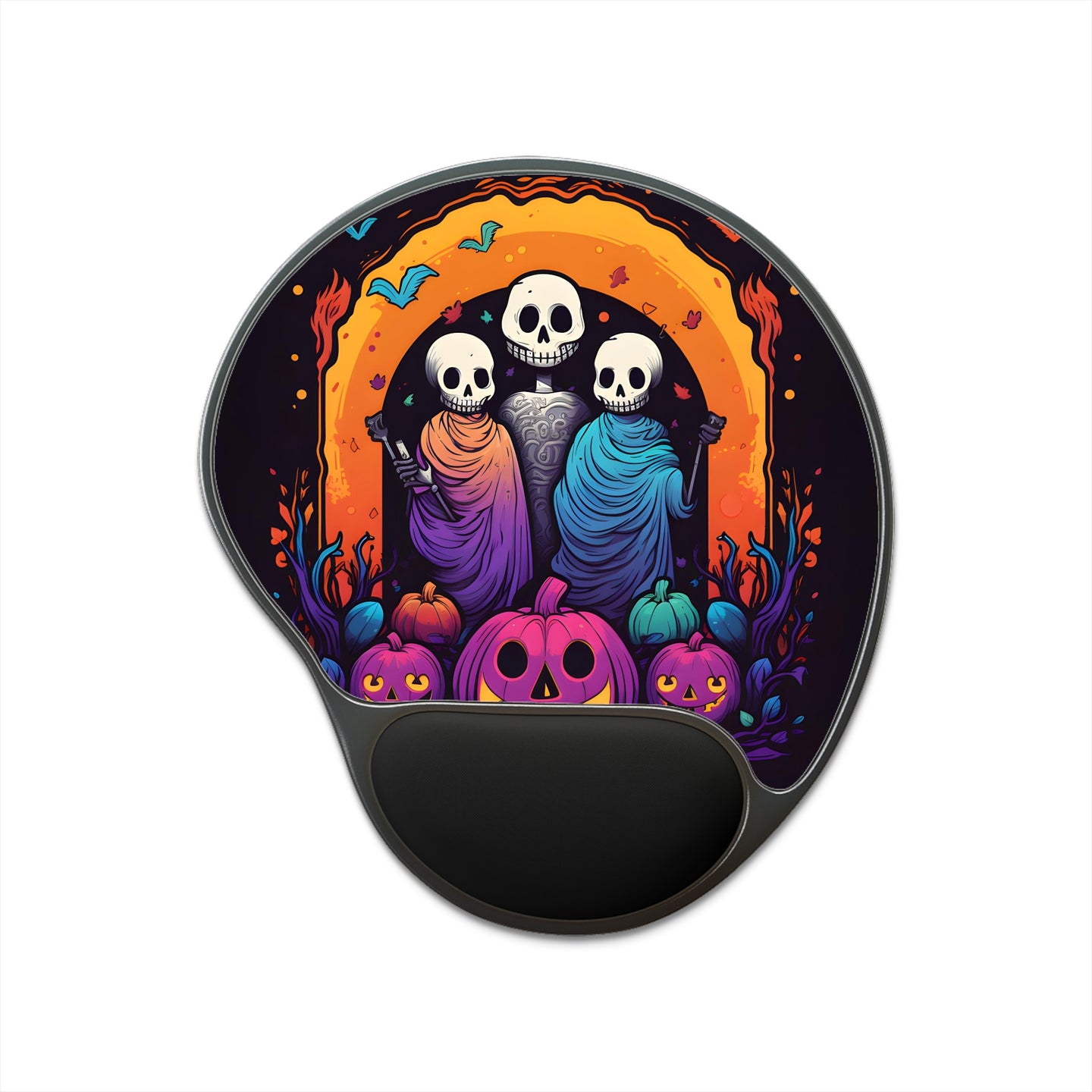 DistinctInk Mouse Pad with Wrist Rest  with The Paths We Choose Design for Halloween  LGBTQ+ Pride