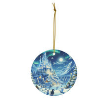 DistinctInk Hanging Ceramic Christmas Tree Ornament Charm with Gold String - Great Gift/Present - 2 3/4 inch Diameter - Arctic Christmas Wonderland