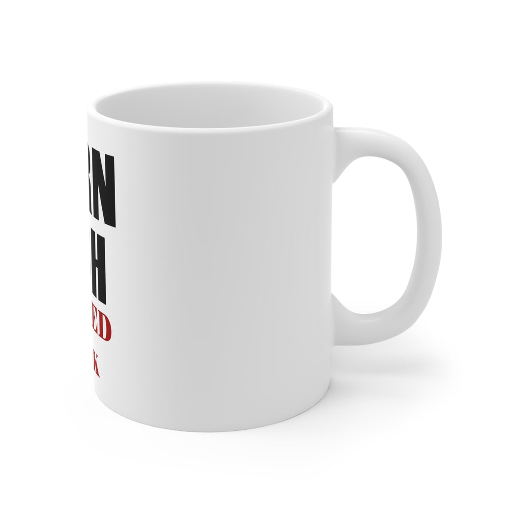 Glossy White Coffee / Tea Mug - Born to Fish, Forced to Work, view 3