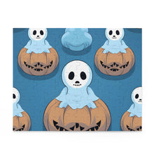 DistinctInk Jigsaw Puzzle with Ghost Skeleton Pumpkin Pattern Design for Halloween