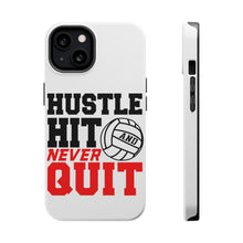 DistinctInk ToughCase for Apple iPhone, Compatible with MagSafe Charging - Hustle Hit Never Quit Volleyball