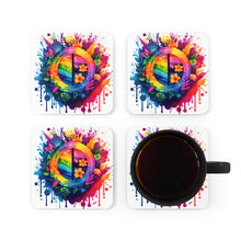 DistinctInk (Set of 4) Corkwood Coasters with The Road to FulfillmentDesign for LGBTQ+ Pride