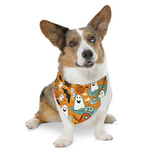 DistinctInk Adjustable Pet Banana Collar with Flying Pumpkin Bats Design for Halloween