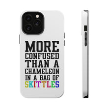 DistinctInk ToughCase for Apple iPhone, Compatible with MagSafe Charging - More Confused than Chameleon in Skittles