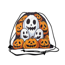 DistinctInk Drawstring Bag / Backpack with Skele-Pumpkin Ghost Pattern Design for Halloween