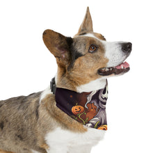 DistinctInk Adjustable Pet Banana Collar with Trick or Treat Ghost-O-Lantern Design for Halloween