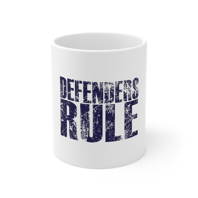 DistinctInk Glossy White Coffee / Tea Mug - Defenders Rule