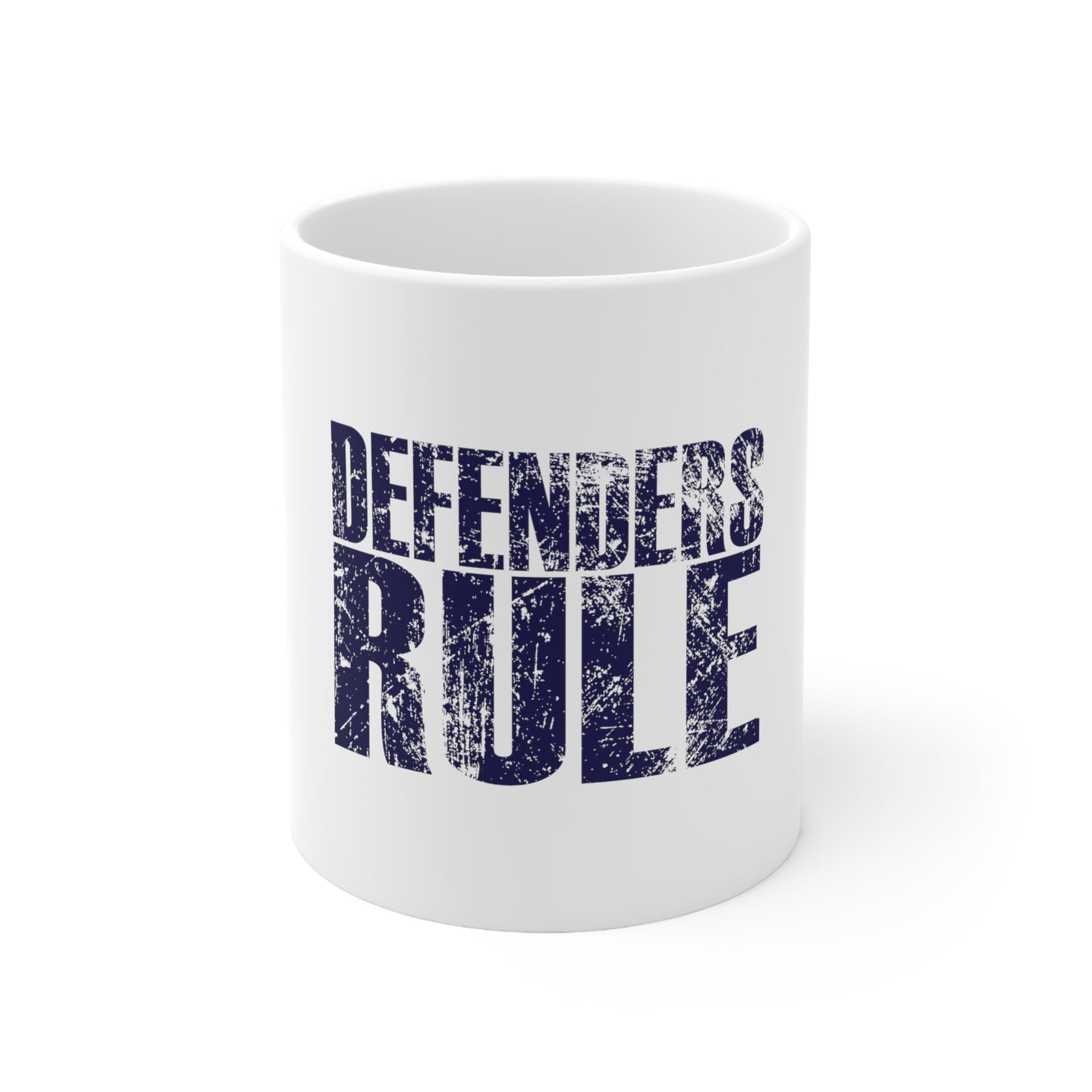 DistinctInk Glossy White Coffee / Tea Mug - Defenders Rule