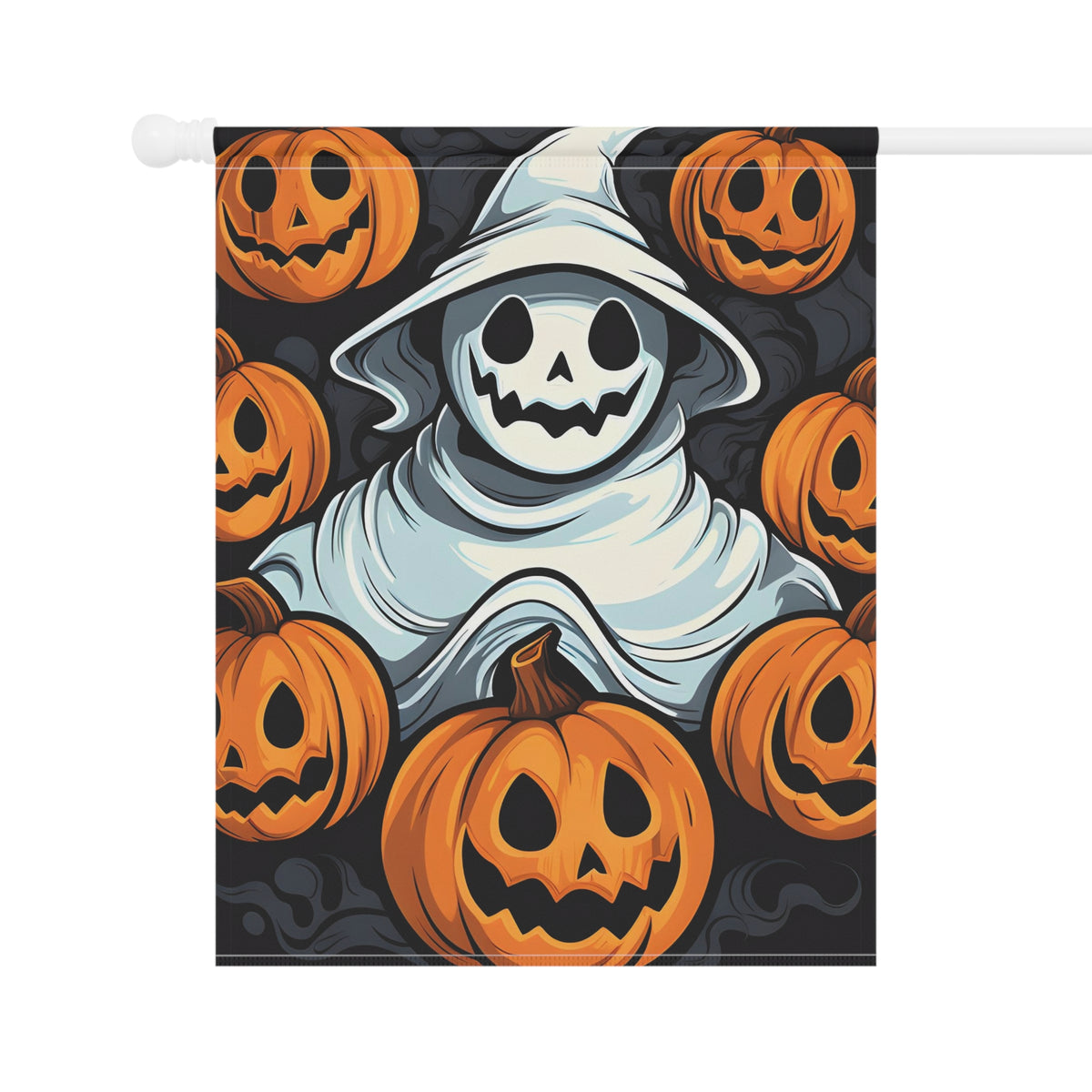 Garden & House Banner / Flag with Spooky Skeletal Pumpkin Patch Design for Halloween, view 7