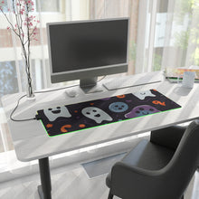 DistinctInk LED Gaming Mouse Pad with Skeletal Ghostly Pumpkins Design for Halloween