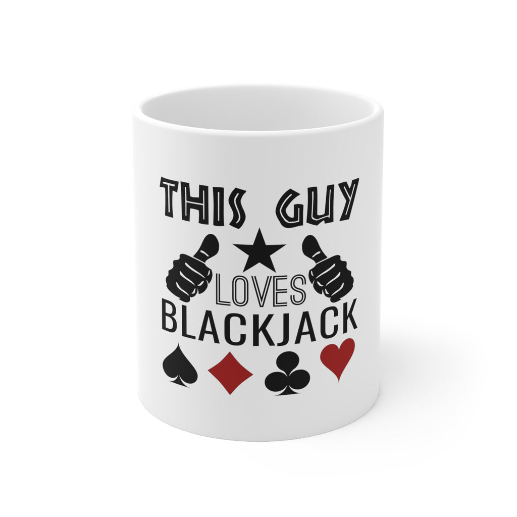 Glossy White Coffee / Tea Mug - This Guy Loves Blackjack