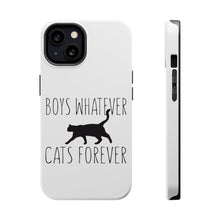 DistinctInk ToughCase for Apple iPhone, Compatible with MagSafe Charging - Boys Whatever, Cats Forever