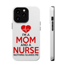 DistinctInk ToughCase for Apple iPhone, Compatible with MagSafe Charging - Mom and a Nurse Nothing Scares Me