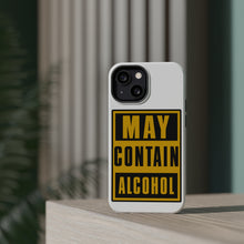 DistinctInk ToughCase for Apple iPhone, Compatible with MagSafe Charging - May Contain Alcohol Warning Sign