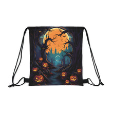 DistinctInk Drawstring Bag / Backpack with Haunted Evening Nightmare Design for Halloween
