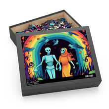 DistinctInk Jigsaw Puzzle with The Enduring Beauty of Writing Design for Halloween  LGBTQ+ Pride
