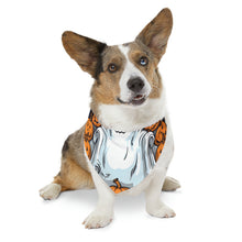 DistinctInk Adjustable Pet Banana Collar with Skeletal Ghostly Pumpkins Design for Halloween