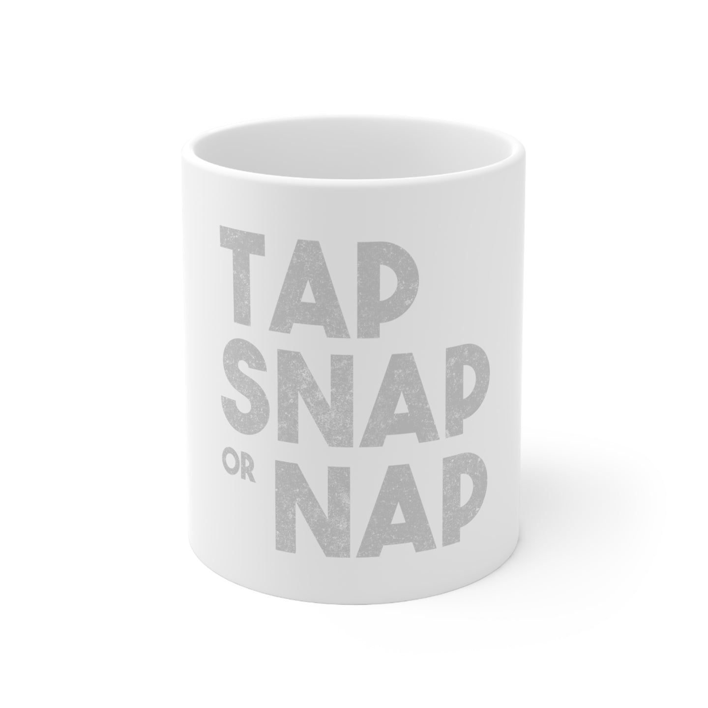 DistinctInk Glossy White Coffee / Tea Mug - Tap Snap or Nap