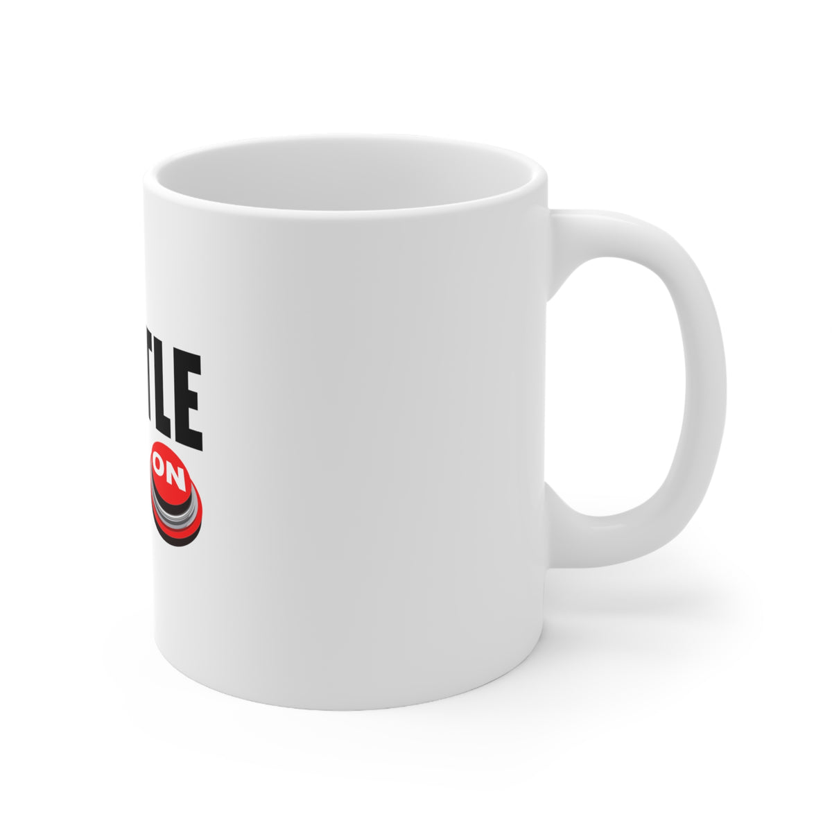 Glossy White Coffee / Tea Mug - Mode On Button, view 3