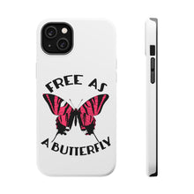 DistinctInk ToughCase for Apple iPhone, Compatible with MagSafe Charging - Free as a Butterfly - Pink
