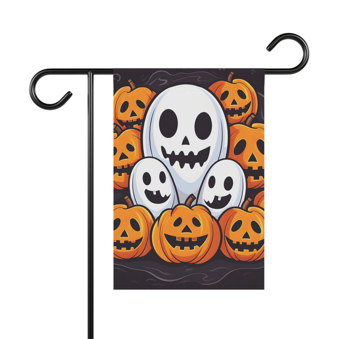 DistinctInk Garden & House Banner / Flag with Skele-Pumpkin Ghost Pattern Design for Halloween