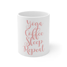 DistinctInk Glossy White Coffee / Tea Mug - Yoga Coffee Sleep Repeat