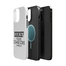 DistinctInk ToughCase for Apple iPhone, Compatible with MagSafe Charging - Exercise? Please I Chase Cows
