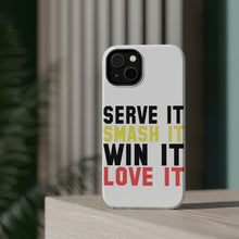 DistinctInk ToughCase for Apple iPhone, Compatible with MagSafe Charging - Serve It Smash It Win It Love It Tennis