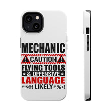 DistinctInk ToughCase for Apple iPhone, Compatible with MagSafe Charging - Mechanic Flying Tools & Offensive Language