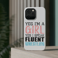 DistinctInk ToughCase for Apple iPhone, Compatible with MagSafe Charging - Yes I'm a Girl Yes I Speak Fluent Wrestling