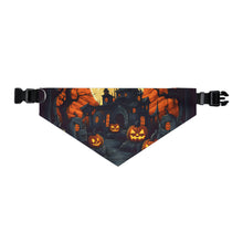 DistinctInk Adjustable Pet Banana Collar with Darkness Falls on Halloween Design for Halloween