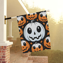 DistinctInk Garden & House Banner / Flag with Ghost Skeleton Cartoon Pumpkin Design for Halloween