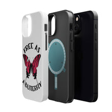 DistinctInk ToughCase for Apple iPhone, Compatible with MagSafe Charging - Free as a Butterfly - Pink