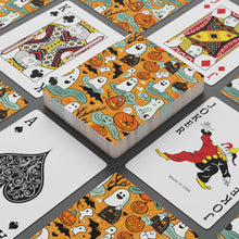 DistinctInk Playing Poker Cards with Flying Pumpkin Bats Design for Halloween