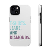 DistinctInk ToughCase for Apple iPhone, Compatible with MagSafe Charging - T-Shirts Jeans and Diamonds