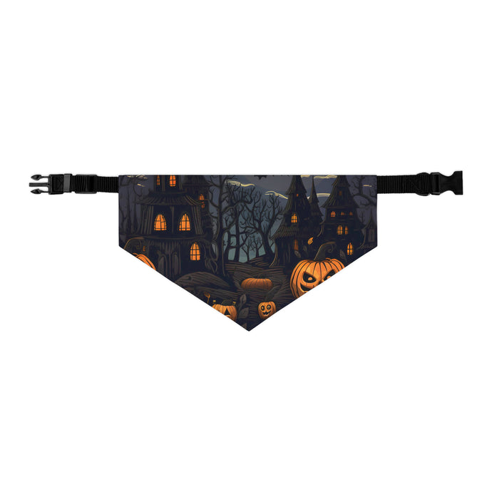 DistinctInk Adjustable Pet Banana Collar with Spooky All Hallows' Eve Design for Halloween