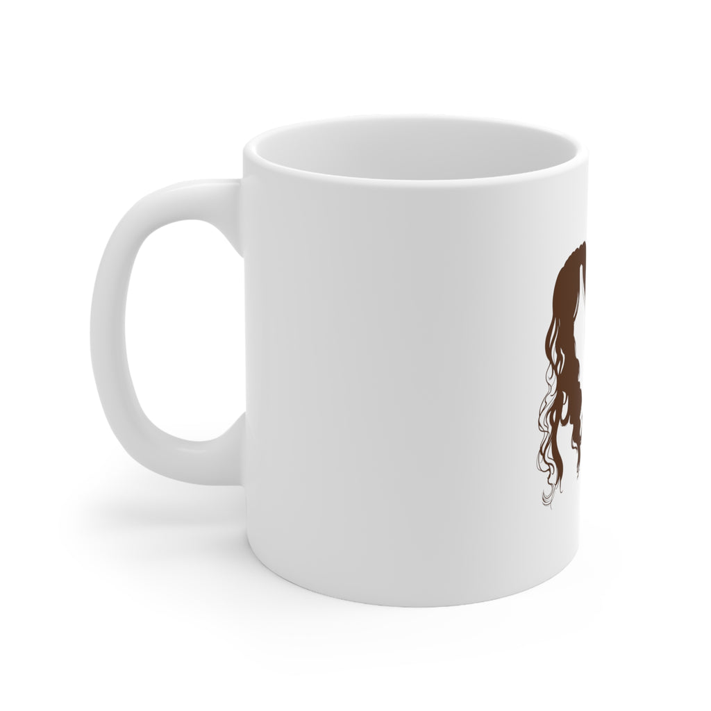 Glossy White Coffee / Tea Mug - Curls Run the World, view 2